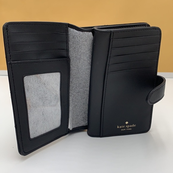 KATE SPADE Carey Medium Compact Bifold Wallet BLACK COLOR - Picture 8 of 14